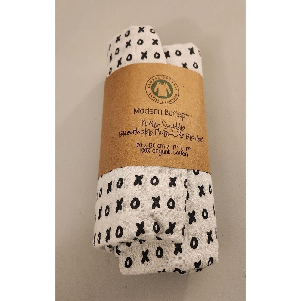 Modern burlap organic swaddle blanket new!